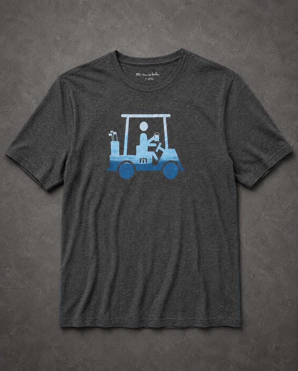 TravisMathew Golf Cart Graphic T-Shirt Charcoal Heather NWOT Cut Tag Size L